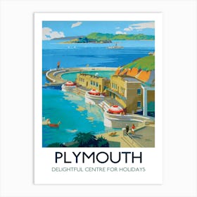 Plymouth, Britain, Great Place For Holidays, Travel Poster Art Print