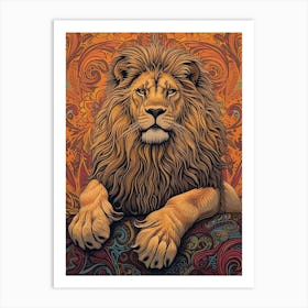 Barbary Lion Relief Illustration Male 1 Art Print