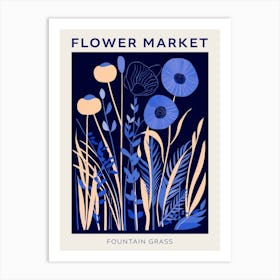 Blue Flower Market Poster Fountain Grass 2 Art Print