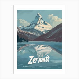 Aihrgdesign A Mid Century Modern Travel Poster For Zermatt 2 Art Print