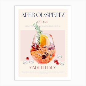 Aperol Spritz Cocktail Mid Century Art Print