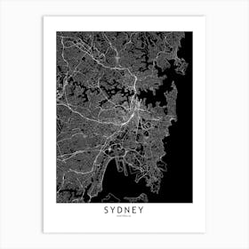 Sydney Black And White Map Art Print