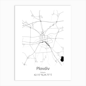 Plovdiv,Bulgaria Minimalist Map Art Print