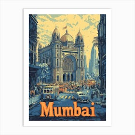 Aihrgdesign A Retro Travel Poster For Mumbai 3 Art Print