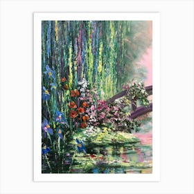 Claude Monet Painting On Canvas Japanese Bridge Water Lilies Wall Art Lily Oil Painting Green Nature 3 Art Print