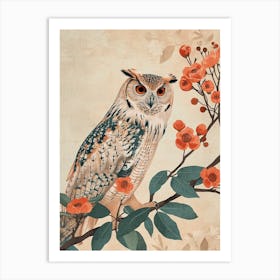 Burmese Fish Owl Japanese Painting 3 Art Print