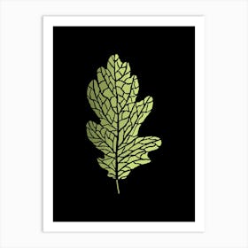 Oak Leaf Golden On Black Art Print