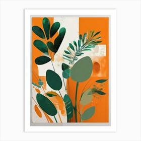 Boho Orange and green art Art Print