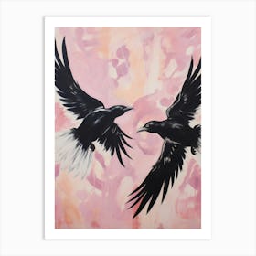 Pink Ethereal Bird Painting Raven 1 Art Print