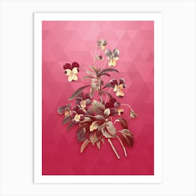 Vintage Johnny Jump Up Botanical in Gold on Viva Magenta n.0459 Art Print