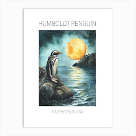Humboldt Penguin Half Moon Island Watercolour Painting 1 Poster Art Print