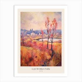 Autumn City Park Painting Gas Works Park Seattle Poster Art Print