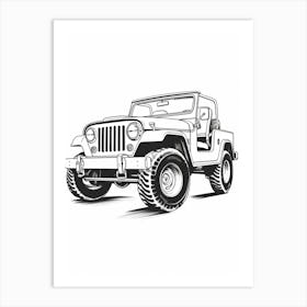 Jeep Wrangler Line Drawing 1 Art Print