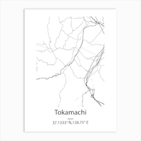 Tokamachi,Japan Minimalist Map Art Print