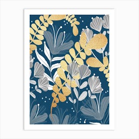 Gold Floral Pattern Art Print