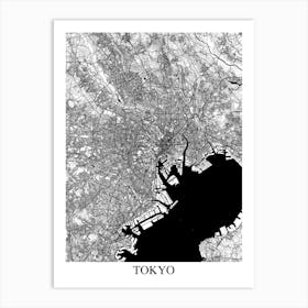 Tokyo White Black Art Print