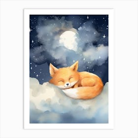 Baby Fox 12 Sleeping In The Clouds Art Print