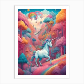 Unicorn In The Forest Art Print