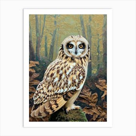 Short Eared Owl Relief Illustration 2 Art Print
