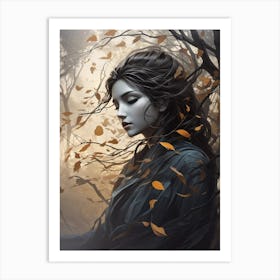 Girl In The Woods 1 Art Print