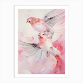 Pink Ethereal Bird Painting Sparrow Art Print