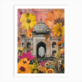 Delhi   Floral Retro Collage Style 4 Art Print