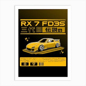 Maxda RX 7 FD3S Yellow Poster