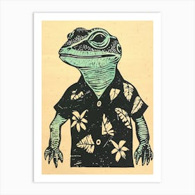 Lizard In A Floral Shirt Block 2 Art Print