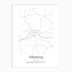 Silkeborg,Denmark Minimalist Map Art Print