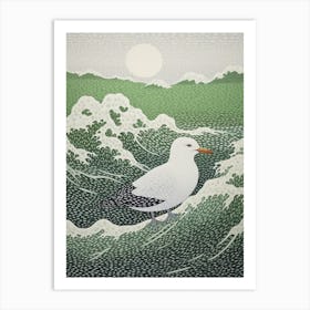 Ohara Koson Inspired Bird Painting Seagull 2 Art Print