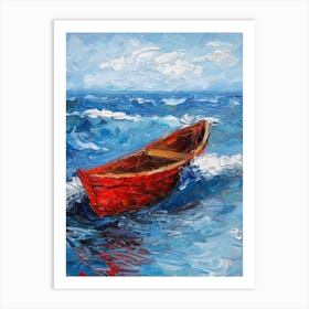 Red Boat In The Sea 6 Art Print