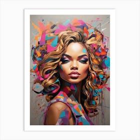 Woman With Colorful Hair 5 Art Print