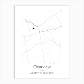 Clearview,Canada Minimalist Map Art Print