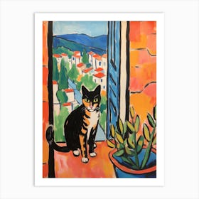 Painting Of A Cat In Pienza Italy 3 Art Print