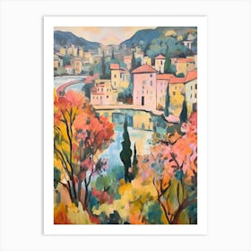 Autumn Gardens Painting Villa Carlotta Italy Art Print