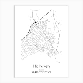 Hollviken,Sweden Minimalist Map Art Print