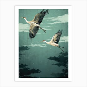 Cranes In Flight 4 Art Print