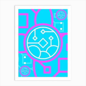 Geometric Glyph in White and Bubblegum Pink and Candy Blue n.0078 Art Print