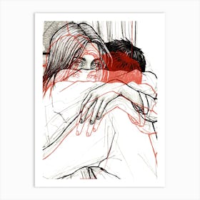 Red Hug Art Print
