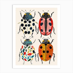 Colourful Insect Illustration Ladybug 4 Art Print