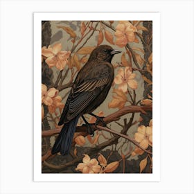 Dark And Moody Botanical Finch 3 Art Print