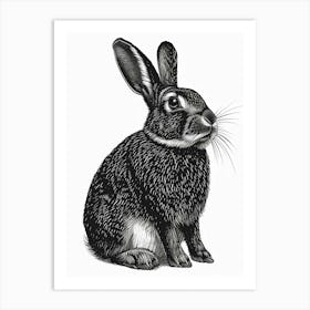 Cinnamon Blockprint Rabbit Illustration 5 Art Print