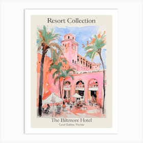 Poster Of The Biltmore Hotel   Coral Gables, Florida   Resort Collection Storybook Illustration 3 Art Print