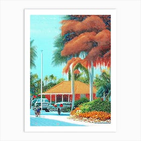 Coral Springs, City Us  Pointillism Art Print