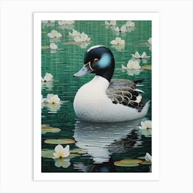 Ohara Koson Inspired Bird Painting Bufflehead 4 Art Print