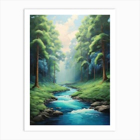 Stream In The Forest 3 Art Print