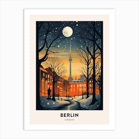 Winter Night  Travel Poster Berlin Germany 1 Art Print