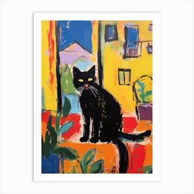 Painting Of A Cat In Rabat Morocco 1 Art Print