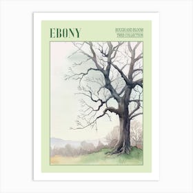Ebony Tree Atmospheric Watercolour Painting 4 Poster Art Print