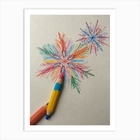 Pencil Drawing Of Fireworks Art Print